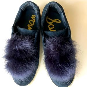 Sam Edelman Leya Inky Slip on sneakers with Pom Pom in navy blue